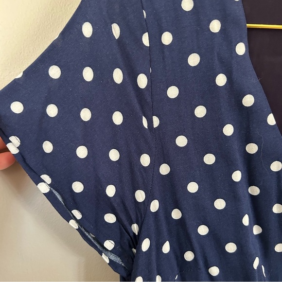 Katie Sturino • Navy Polka Dot Button Down Dress (belt not included) - Picture 4 of 9